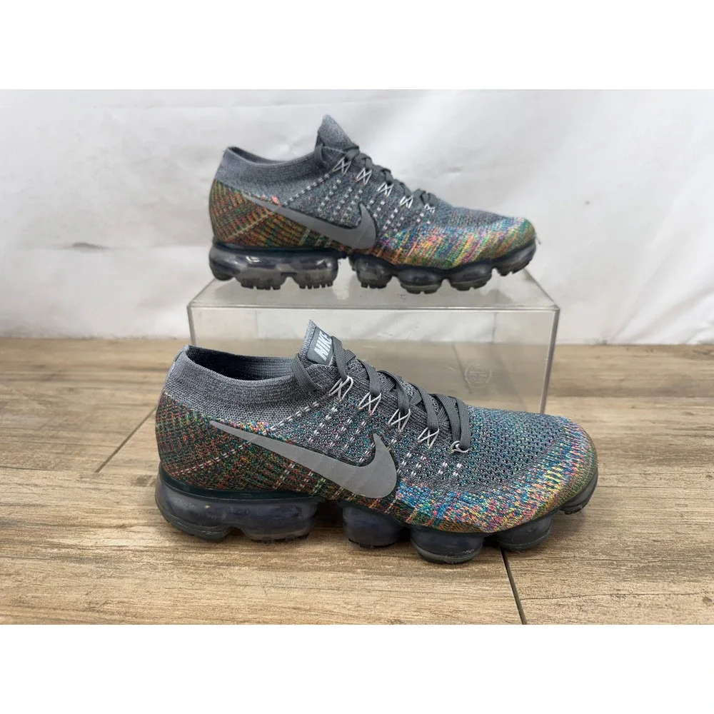 Nike Air VaporMax Flyknit Multi-Color Dark Grey Running Shoes 849558-019 Mens 9